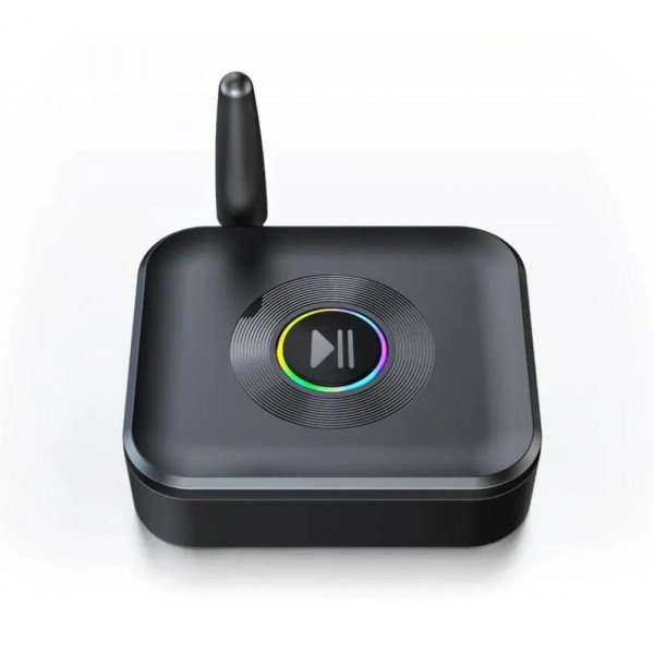 Wholesale Bluetooth 5.1 Receiver with RGB Light 3.5mm Aux Low Latency Dual Connection Wireless Audio Adapter GR01 for Universal Cell Phone, Device and More (Black)