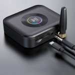 Wholesale Bluetooth 5.1 Receiver with RGB Light 3.5mm Aux Low Latency Dual Connection Wireless Audio Adapter GR01 for Universal Cell Phone, Device and More (Black)