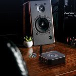 Wholesale Bluetooth 5.1 Receiver with RGB Light 3.5mm Aux Low Latency Dual Connection Wireless Audio Adapter GR01 for Universal Cell Phone, Device and More (Black)