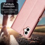 Wholesale Premium PU Leather Folio Wallet Front Cover Case with Card Holder Slots and Wrist Strap for Samsung Galaxy A05 (Rose Gold)