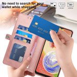 Wholesale Premium PU Leather Folio Wallet Front Cover Case with Card Holder Slots and Wrist Strap for Samsung Galaxy A05 (Rose Gold)