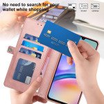 Wholesale Premium PU Leather Folio Wallet Front Cover Case with Card Holder Slots and Wrist Strap for Samsung Galaxy A05s (Navy Blue)