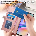 Wholesale Premium PU Leather Folio Wallet Front Cover Case with Card Holder Slots and Wrist Strap for Samsung Galaxy A05s (Rose Gold)