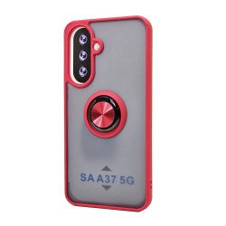 Slim Hybrid Shockproof Phone Case with Kickstand Ring for Samsung Galaxy A37 (Red)