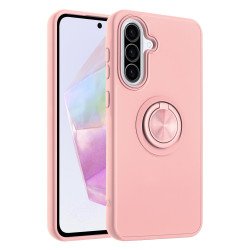 Shockproof Kickstand Phone Case with Glossy Finish – Superior Protection & Built-In Ring for Samsung Galaxy A57 (Pink)