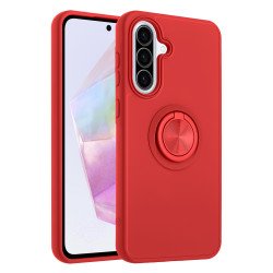 Shockproof Kickstand Phone Case with Glossy Finish – Superior Protection & Built-In Ring for Samsung Galaxy A57 (Red)