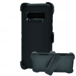 Heavy Duty Armor Robot Case with Clip for Samsung Galaxy S10 (Black)