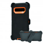 Heavy Duty Armor Robot Case with Clip for Samsung Galaxy S10 (Black Orange)