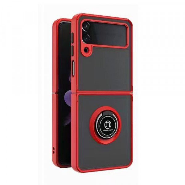 Wholesale Tuff Slim Armor Hybrid Ring Stand Case for Samsung Galaxy Z Flip 5 (Red)