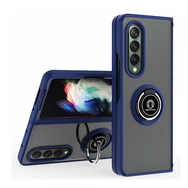 Wholesale Tuff Slim Armor Hybrid Ring Stand Case for Samsung Galaxy Z Fold 5 (Blue)