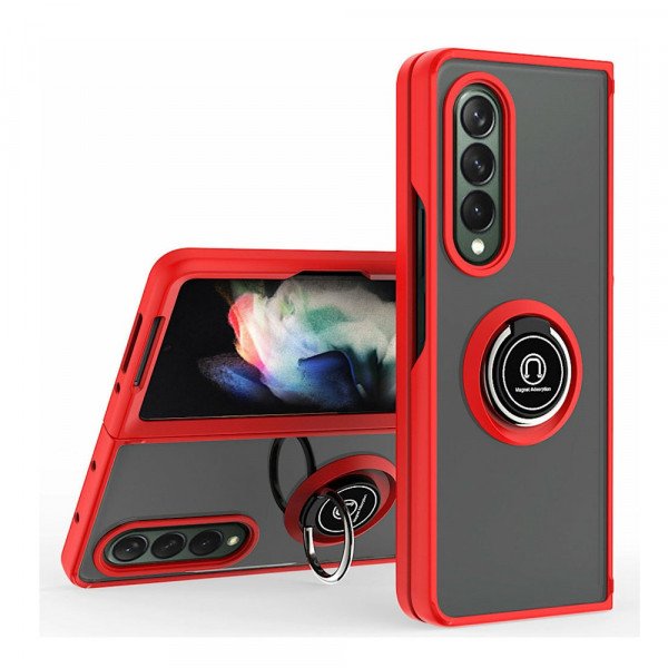 Wholesale Tuff Slim Armor Hybrid Ring Stand Case for Samsung Galaxy Z Fold 5 (Red)