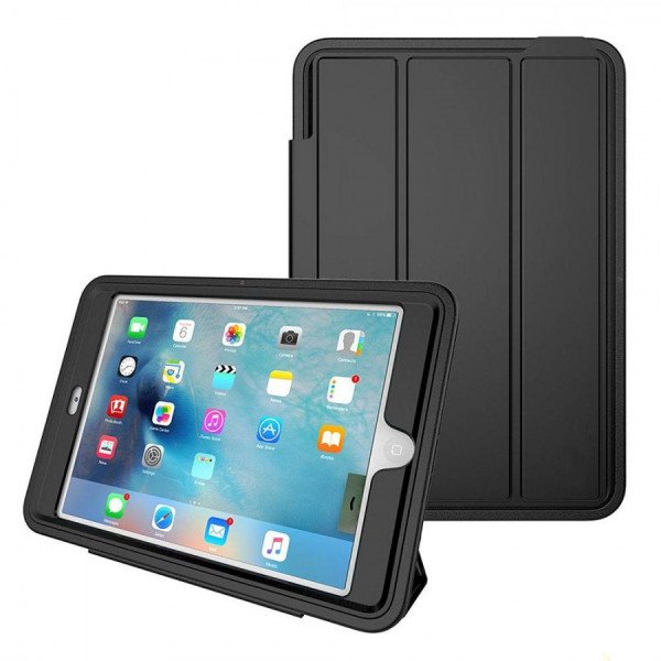 Wholesale Strong Armor Heavy Duty Protection Hybrid Kickstand Case with Smart Cover for Apple iPad Mini 4, Apple iPad Mini 5 (Black)