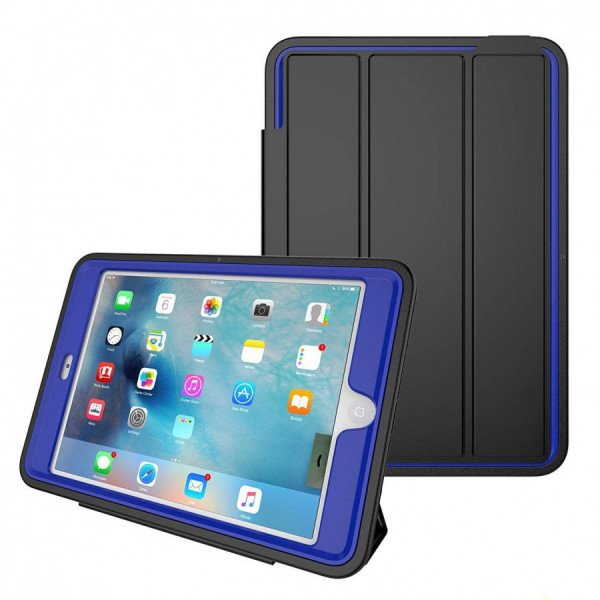 Wholesale Strong Armor Heavy Duty Protection Hybrid Kickstand Case with Smart Cover for Apple iPad Mini 4, Apple iPad Mini 5 (Blue)