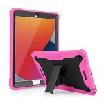 Heavy Duty Full Body Shockproof Protection Kickstand Hybrid Tablet Case Cover for Apple iPad 10.2 8th / 7th Gen [2020 / 2019] (HotPink)