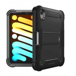 Heavy Duty Full Body Shockproof Protection Kickstand Hybrid Tablet Case Cover for Apple iPad Mini 6 (2021) (Black) Heavy Duty Full Body Shockproof Protection Kickstand Hybrid Tablet Case Cover for Apple iPad Mini 6 (2021) (Black)