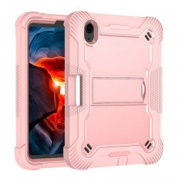 Heavy Duty Full Body Shockproof Protection Kickstand Hybrid Tablet Case Cover for Apple iPad Mini 6 (2021) (Rose Gold)