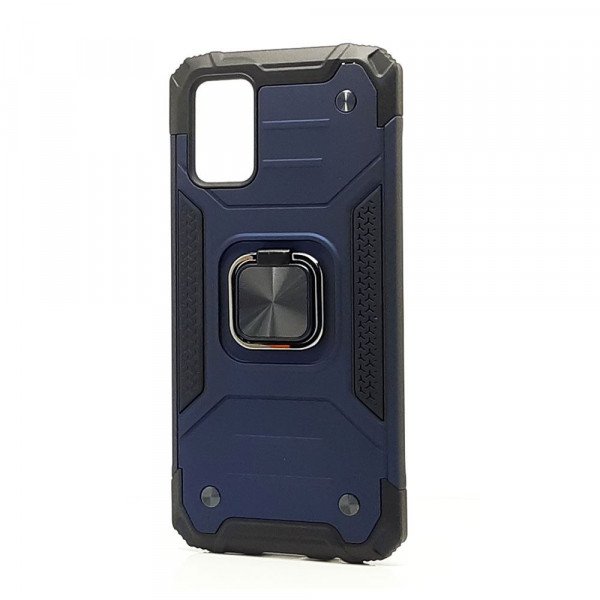 Wholesale Armor Hybrid Double Layer Rotating Square Ring Holder Kickstand Magnetic Car Mount Plate Armor Case for Samsung Galaxy A02s (Navy Blue)