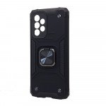 Armor Hybrid Double Layer Rotating Square Ring Holder Kickstand Magnetic Car Mount Plate Armor Case for Samsung Galaxy A33 5G (Black)