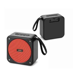 Portable Cube Bluetooth Speaker with FM Radio, USB & Micro SD Playback - HQ Sound in Compact Design HF-F82 for Universal Cell Phone And Bluetooth Device (Red)