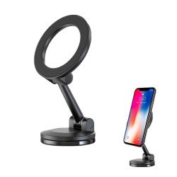 Magnetic Car Phone Stand with 360° Rotating Base for Dashboard – Adjustable Height & Flexible Viewing Angles (Black) Magnetic Car Phone Stand with 360° Rotating Base for Dashboard – Adjustable Height & Flexible Viewing Angles (Black)