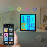 Wholesale Cool Animation Pixel Art Frame 16x16 LED Display APP Control Bluetooth Speaker With Alarm Clock, Calendar Function HKS-002 for Gaming Room, Bedside Table, Wall/Desk Mount (Black)