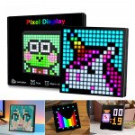 Wholesale Cool Animation Pixel Art Frame 16x16 LED Display APP Control Bluetooth Speaker With Alarm Clock, Calendar Function HKS-002 for Gaming Room, Bedside Table, Wall/Desk Mount (Black)