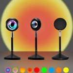 Wholesale UFO Shape Sunset Light Projector Lamp 360 Rotation 16 Colors Changing Fade Mode with USB Port and Remote Controller for Gaming Room, Bedside Table, Wall/Desk Mount (Black)