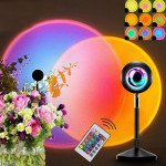 Wholesale UFO Shape Sunset Light Projector Lamp 360 Rotation 16 Colors Changing Fade Mode with USB Port and Remote Controller for Gaming Room, Bedside Table, Wall/Desk Mount (Black)