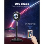 Wholesale UFO Shape Sunset Light Projector Lamp 360 Rotation 16 Colors Changing Fade Mode with USB Port and Remote Controller for Gaming Room, Bedside Table, Wall/Desk Mount (Black)
