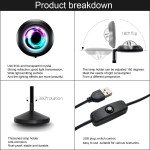 Wholesale UFO Shape Sunset Light Projector Lamp 360 Rotation 16 Colors Changing Fade Mode with USB Port and Remote Controller for Gaming Room, Bedside Table, Wall/Desk Mount (Black)