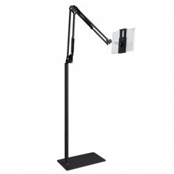 360-degree Adjustable Tablet Phone Holder Mount Long Overhead Floor Stand for Universal Cell Phone And Bluetooth Device (Black)