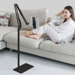 Wholesale 360-degree Adjustable Tablet Phone Holder Mount Long Overhead Floor Stand for Universal Cell Phone And Bluetooth Device (Black)