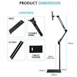 Wholesale 360-degree Adjustable Tablet Phone Holder Mount Long Overhead Floor Stand for Universal Cell Phone And Bluetooth Device (Black)