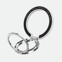 360 Rotation Cell Phone Finger Ring Holder Magnetic Magsafe Foldable Kickstand for Universal Cell Phone (Silver)