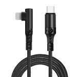 Wholesale USB C to iPhone Lighting Cable: Right Angle, Fast Charging, 90° Nylon Braided L-Shaped PD 20W for Universal iPhone and iPad Devices (Black)