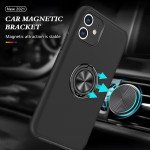 Wholesale Glossy Dual Layer Armor Hybrid Stand Metal Plate Flat Ring Case for Apple iPhone 11 [6.1] (Black)