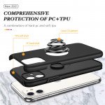 Wholesale Glossy Dual Layer Armor Hybrid Stand Metal Plate Flat Ring Case for Apple iPhone 11 [6.1] (Black)