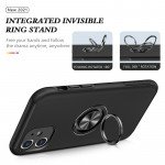 Wholesale Glossy Dual Layer Armor Hybrid Stand Metal Plate Flat Ring Case for Apple iPhone 11 [6.1] (Navy Blue)
