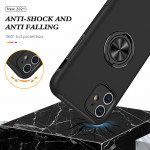 Wholesale Glossy Dual Layer Armor Hybrid Stand Metal Plate Flat Ring Case for Apple iPhone 11 [6.1] (Black)