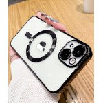 Wholesale Premium Chrome Design Transparent Magnetic Ring Case with Camera Protection for Apple iPhone 13 [6.1] (Black)