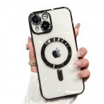 Wholesale Premium Chrome Design Transparent Magnetic Ring Case with Camera Protection for Apple iPhone 13 [6.1] (Black)