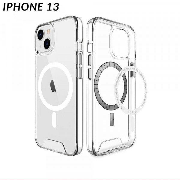Wholesale Crystal Clear Transparent Slim Magnetic Cover Case Magsafe Compatible for Apple iPhone 13 [6.1] / 16e (Clear)