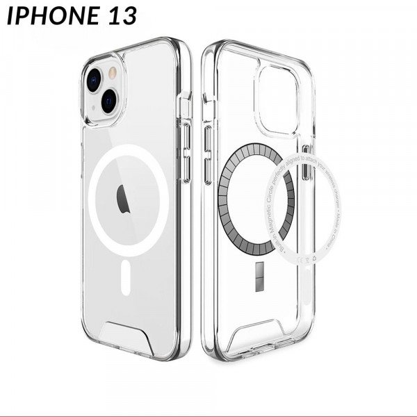 Wholesale Crystal Clear Transparent Slim Magnetic Cover Case Magsafe Compatible for Apple iPhone 13 [6.1] (Clear)