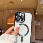 Wholesale Premium Chrome Design Transparent Magnetic Ring Case with Camera Protection for Apple iPhone 13 Pro Max (Gold)