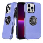 Wholesale Glossy Dual Layer Armor Hybrid Stand Metal Plate Flat Ring Case for Apple iPhone 13 Pro Max (Purple)