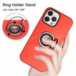 Wholesale Glossy Dual Layer Armor Hybrid Stand Metal Plate Flat Ring Case for Apple iPhone 13 Pro Max (Red)