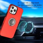 Wholesale Glossy Dual Layer Armor Hybrid Stand Metal Plate Flat Ring Case for Apple iPhone 13 Pro Max (Red)