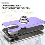 Wholesale Glossy Dual Layer Armor Hybrid Stand Metal Plate Flat Ring Case for iPhone 14 Plus [6.7] (Purple)