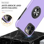 Wholesale Glossy Dual Layer Armor Hybrid Stand Metal Plate Flat Ring Case for Apple iPhone 14 [6.1] (Purple)