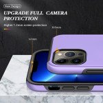 Wholesale Glossy Dual Layer Armor Hybrid Stand Metal Plate Flat Ring Case for iPhone 14 [6.1] (Purple)